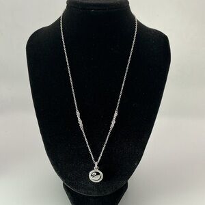Swarovski Swan Crystal Pendant Necklace Silver Tone New with Tags